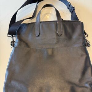 Coach Black Leather Laptop Tote with Adjustable Strap